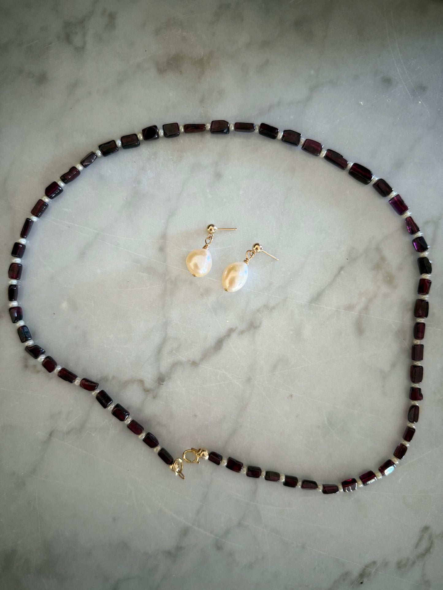 Garnet + Bead Necklace