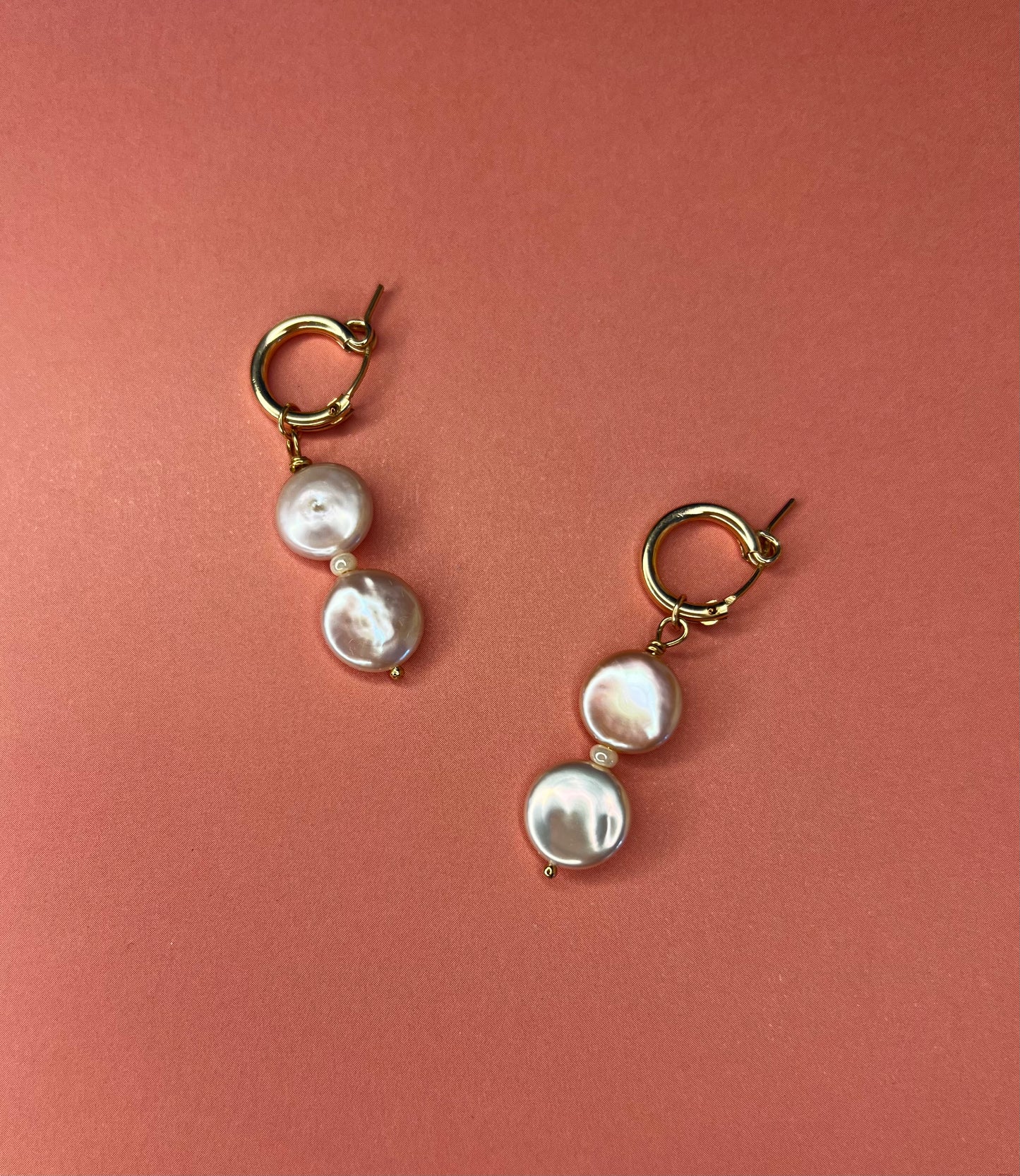 Coin Pearl and Bead Hoop Earring