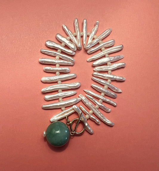 Stick Pearl and Jade Bracelet