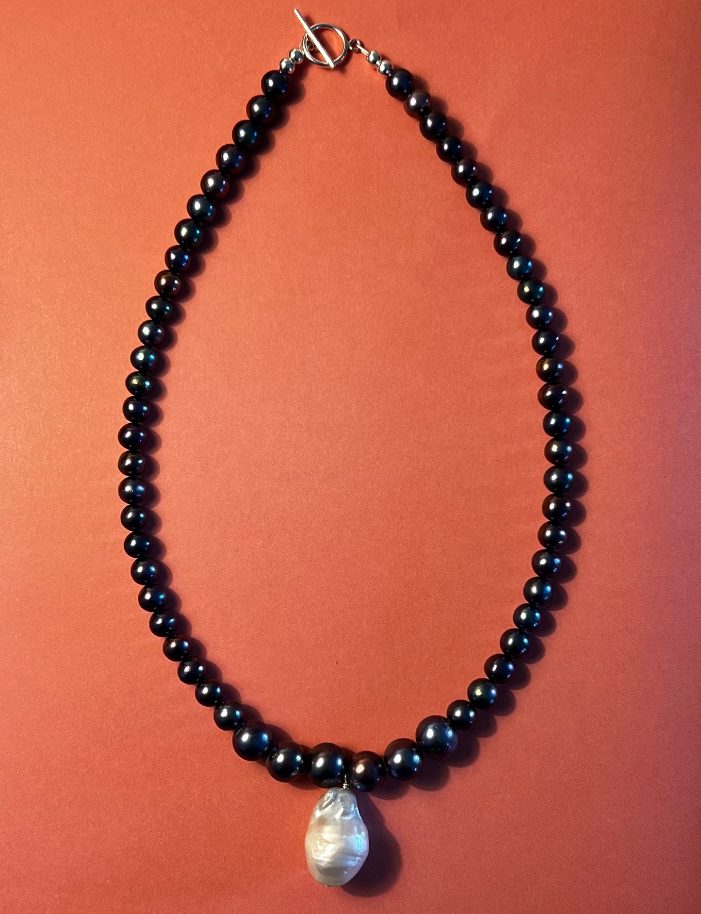 Graduated Peacock Pearl and Baroque Pearl Necklace