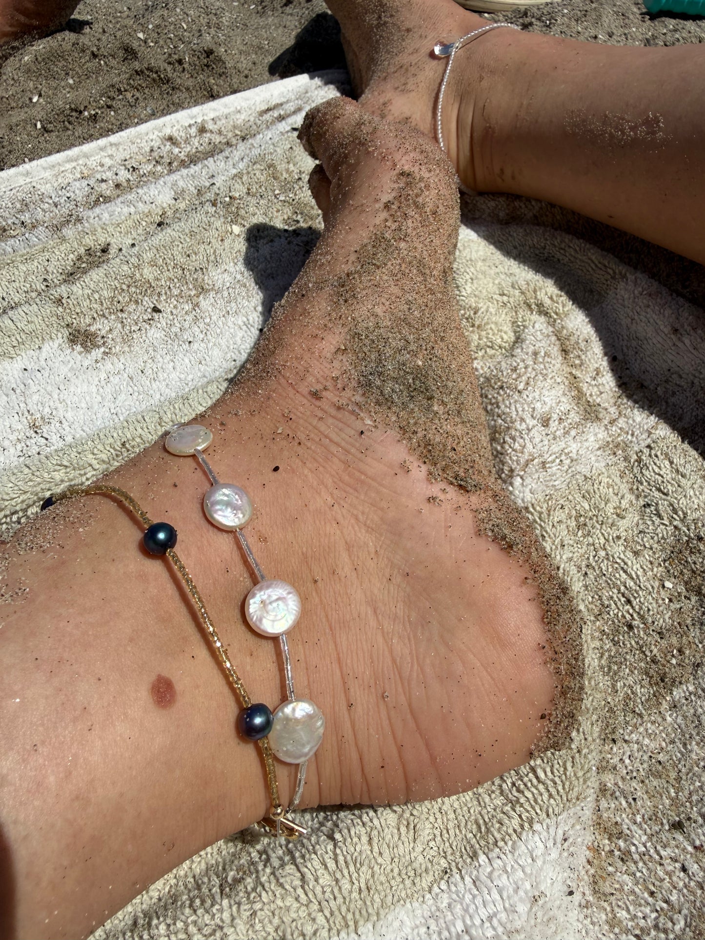 Peacock Pearl and Bead Anklet