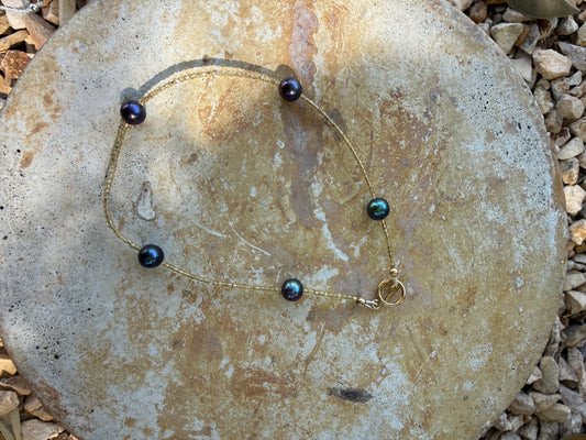 Peacock Pearl and Bead Anklet